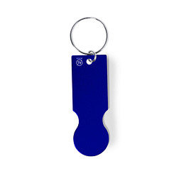 Schlüsselanhänger mit Einkaufswagenlöser aus Aluminium, blau