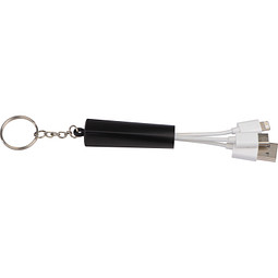 Schlüsselanhänger mit 3 in 1 USB Ladekabel, schwarz