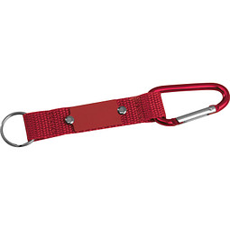 Schlüsselanhänger mit Karabiner und Plättchen aus Metall, rot