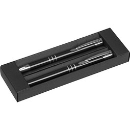 Schreibset bestehend aus einem Kugelschreiber und einem Rollerball, schwarz