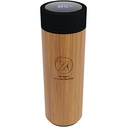 SCX.design D11 500 ml Smart Flasche  aus Bambus mit Leuchtlogo, holz