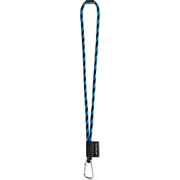 SET Lanyard TUBE Long (Ø 7 mm) mit 55 mm D-förmigem Karabiner und Ø 7 mm Sicherheitsverschluss, Schwarz/Königsblau