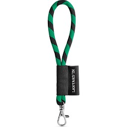 SET Lanyard TUBE Short (Ø 7 mm) mit 9 mm Schnapperkarabiner, Schwarz/Grün