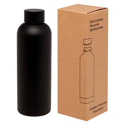Spring 500 ml RCS-zertifizierte Kupfer-Vakuum Isolierflasche aus recyceltem Edelstahl, schwarz