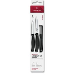 Swiss Classic, Gemüsemesser mit I-Schäler, 3tlg, schwarz