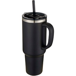 Sydney 1200 ml doppelwandiger RCS-zertifizierter Kupfer-Vakuum Isolierbecher mit Strohhalm, schwarz
