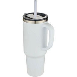 Sydney 1200 ml doppelwandiger RCS-zertifizierter Kupfer-Vakuum Isolierbecher mit Strohhalm, weiss