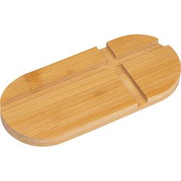 Tablet- und Smartphonehalter aus Bambus, beige