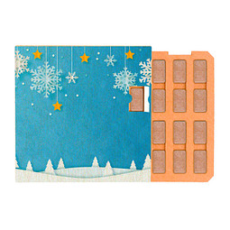 Täfelchen Adventskalender ECO, Graspapier, Papier Inlay, Alpenmilch Schokotäfelchen, inkl. Druck