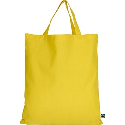 Fairtrade Baumwolltasche mit kurzen Henkeln, gelb