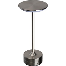 Tischlampe aus Edelstahl, silbergrau