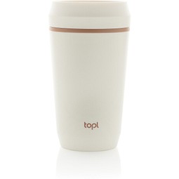 Topl-Becher aus rec. Kunststoff mit 360-Grad-Deckel 354ml, weiß