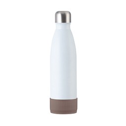 Trinkflasche RETUMBLER-myTOULON, weiß, Sleeve braun