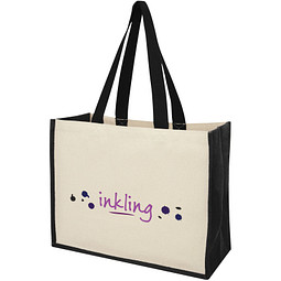 Varai 320 g/m Canvas und Jute Einkaufstasche 23L, schwarz