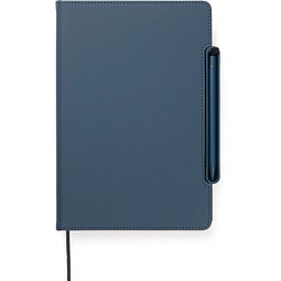 Kundengeschenk VINGA Baltimore A5 Notizbuch – navy – mit Logo bedruckt, 4-in-1 Set mit Stift & Lineal, recycelt für Meetings & Konferenzen