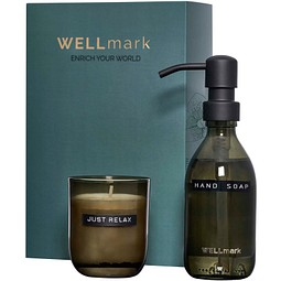 Wellmark Discovery 250 ml Handseifenspender und 150 g Duftkerze im Set, schwarz