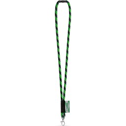 WISBECH. SET Lanyard TUBE Long (Ø 7 mm) mit 9 mm Schnappkarabiner und Ø 7 mm Sicherheitsverschluss, Schwarz/Grün