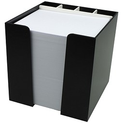 Zettelbox 10 x 10 x 10 cm mit Schreibgeräteköcher, schwarz