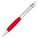 LANCE® Metall-Kugelschreiber Rubber Grip, blaue Mine, silber/rot
