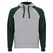 Badet zweifarbiger Kapuzenpullover Unisex, heather grau / dunkelgrün, 2XL