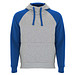 Badet zweifarbiger Kapuzenpullover Unisex, heather grau / royalblau, 3XL