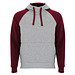 Badet zweifarbiger Kapuzenpullover Unisex, heather grau / Garnet, 3XL