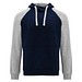 Badet zweifarbiger Kapuzenpullover Unisex, Navy Blue / heather grau, 3XL