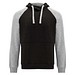 Badet zweifarbiger Kapuzenpullover Unisex, schwarz / heather grau, 3XL