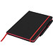 DIN A5 schwarzes Notizbuch mit farbigem Rand, schwarz,rot