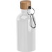 Edelstahltrinkflasche mit Karabiner, 400ml, weiß