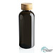 GRS rPET Flasche mit Bambus-Deckel, schwarz