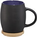 Hearth Keramiktasse mit Holz Deckel Untersetzer, 400 ml, schwarz/blau