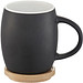 Hearth Keramiktasse mit Holz Deckel Untersetzer, 400 ml, schwarz/weiss