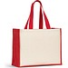 HELSINQUE COLOUR. Tasche aus Canvas (320 g/m²), mit Boden und Seiten aus farbig laminierter Jute (350 g/m²), Rot