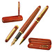 Holz-Schreib-Set/Stifthalter, blaue Mine, Gold