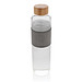 XD COLLECTION Borosilikat-Glasflasche Impact mit Bambusdeckel, 750 ml, transparent/grau