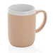 Keramiktasse mit weißem Rand, weiß, braun
