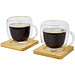 Manti 2-teiliger 250 ml doppelwandiger Glasbecher mit Bambusuntersetzer, transparent, natural