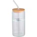 Mirage 500 ml einwandiges Glas aus Borosilikatglas mit Bambusdeckel, transparent