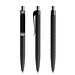 prodir® Druckkugelschreiber QS01 Soft Touch PRP Push, blaue Mine, schwarz/silber poliert