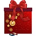 Shape Adventskalender Geschenk, Sarotti Schokoladen-Täfelchen, Christbaumkugeln Gold