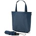 SKYLAR. 2-in-1-Regenschirm mit Einkaufstasche inklusive. Dieser ist aus recyceltem Polyester, Blau