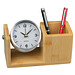 Stifteköcher aus Bambus mit analoger Uhr, beige