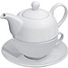 Teekanne (400 ml) mit einer Tasse (200 ml) und Untersetzer, weiss