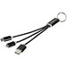 3-in-1 Metall-Ladekabel mit Schlüsselanhänger, schwarz
