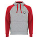 Badet zweifarbiger Kapuzenpullover Unisex, heather grau / rot, 3XL