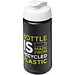 Baseline 500 ml recycelte Sportflasche mit Klappdeckel, schwarz/weiß