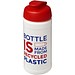Baseline 500 ml recycelte Sportflasche mit Klappdeckel, weiß/rot