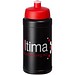 Baseline® Plus 500 ml Flasche mit Sportdeckel, schwarz/rot