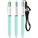 BIC® 4 Colours® Fashion mit Lanyard Kugelschreiber Weiß/Hellblau